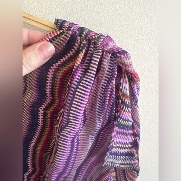 Maison Tara Purple Striped Multi Midi Dress Sz 12 Classic Spring Easter Dress - Picture 12 of 13